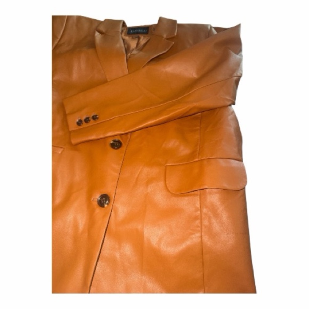 Eloquii Cognac Faux Leather Blazer Women’s Size 16 - Picture 7 of 9
